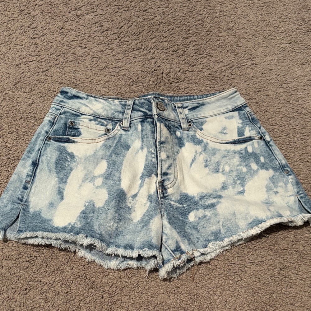 Stanley Blue and White Tie-Dye Jean Shorts